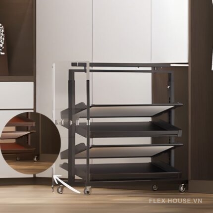 Giá để giày âm tủ 2 chiều có bánh xe gắn tủ YHF2514