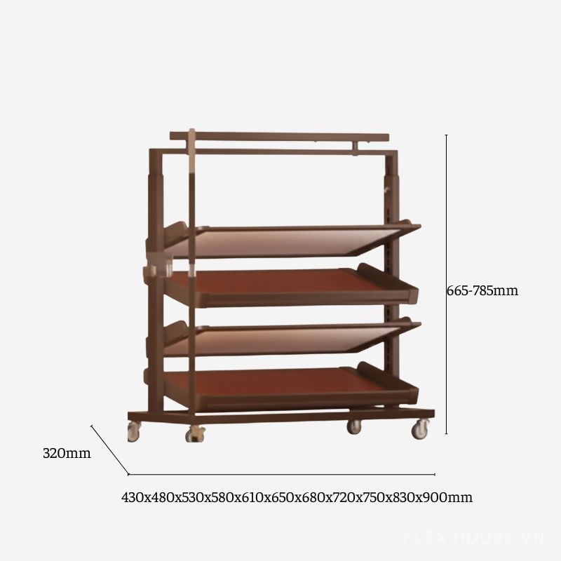 Giá để giày âm tủ 2 chiều có bánh xe gắn tủ YHF2514