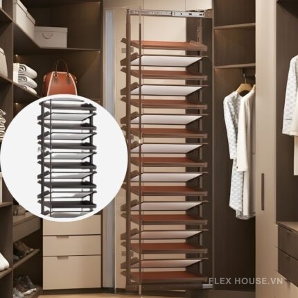 Giá để giày âm tủ gắn cánh cho tủ lớn 2345mm YHF2512