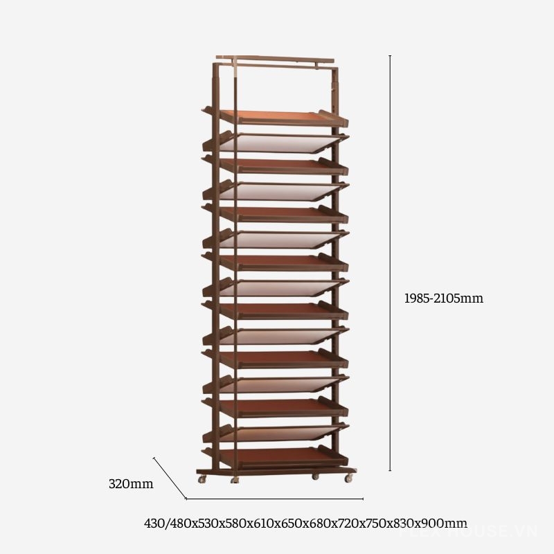 Giá để giày gắn cánh âm tủ linh hoạt cao 2105mm YHF2525 3 Giá để giày gắn cánh âm tủ linh hoạt cao 2105mm YHF2525