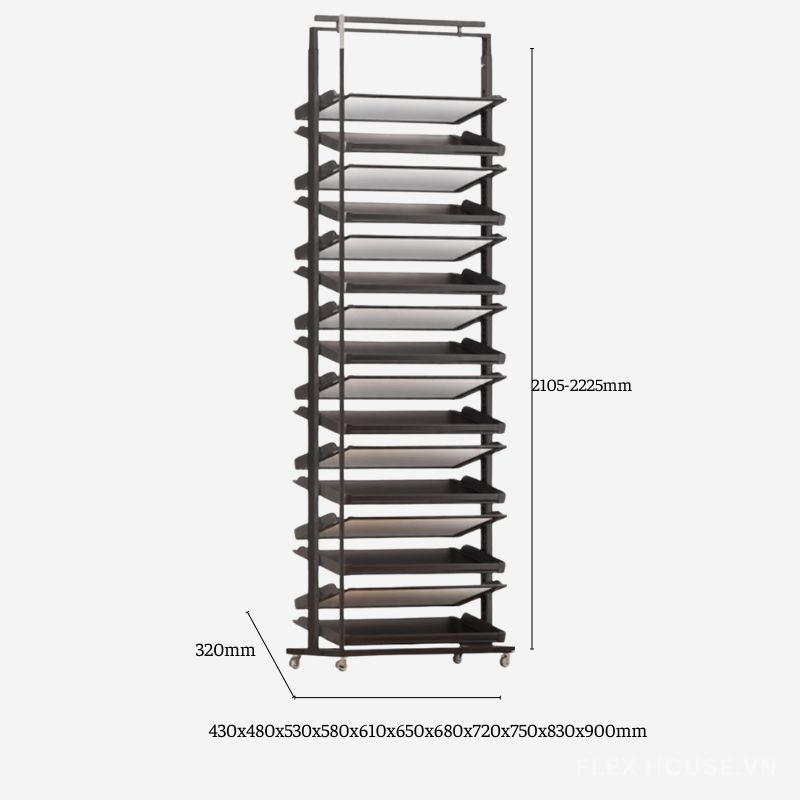 Giá để giày gắn độc lập có bánh xe giúp tối ưu diện tích 2225mm YHF2526