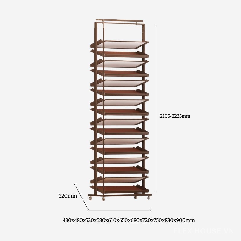 Giá để giày gắn độc lập có bánh xe giúp tối ưu diện tích 2225mm YHF2526 5