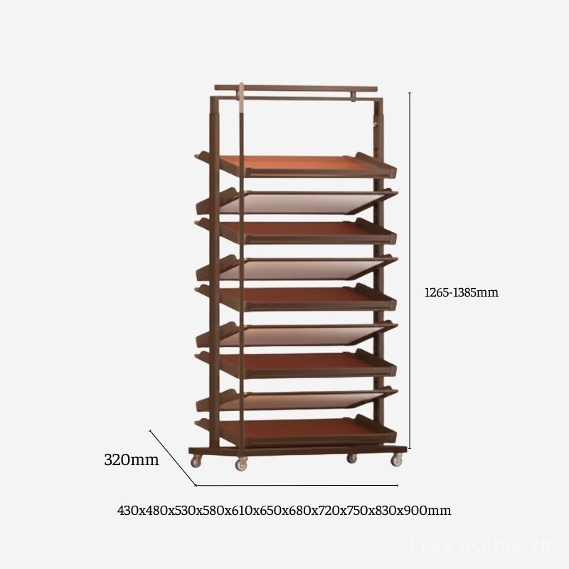 Giá để giày âm tủ có bánh xe độc lập 2 chiều 9 tầng YHF2519 4 Kệ để giày 2 chiều 8 tầng âm tủ gắn cánh có bánh xe YHF2518 (11)