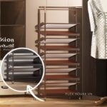 Kệ để giày âm tủ gắn cánh điều chỉnh linh hoạt 10 tầng có bánh xe YHF2520
