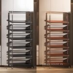 Kệ để giày âm tủ gắn cánh tối ưu diện tích 11 tầng có bánh xe YHF2521