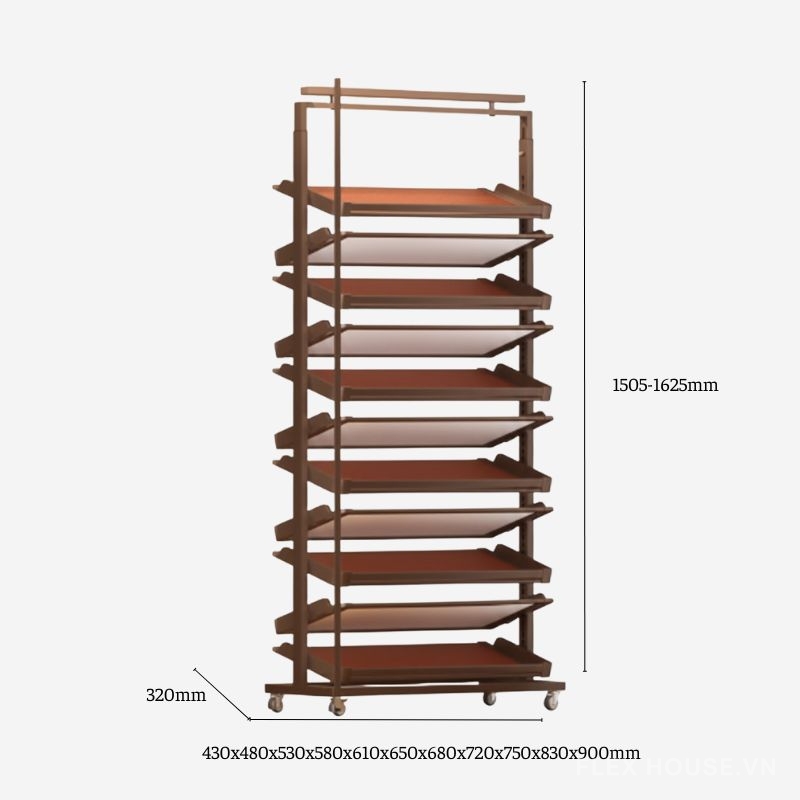 Kệ để giày âm tủ gắn cánh tối ưu diện tích 11 tầng có bánh xe YHF2521 2