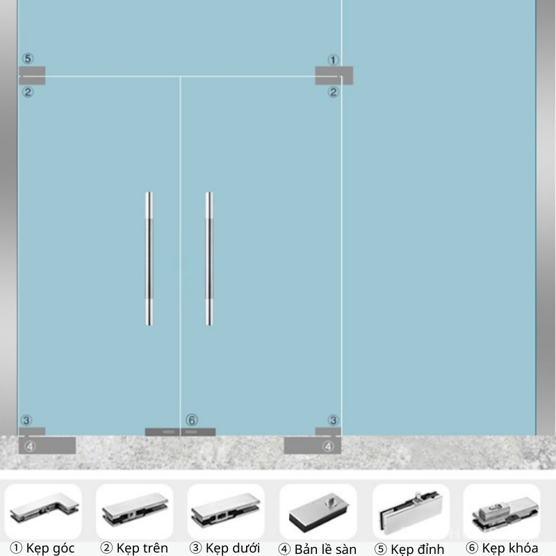 Kẹp trên dưới cho cửa kính bằng thép không gỉ KD5321 4 Kẹp trên dưới cho cửa kính bằng thép không gỉ KD5321 13