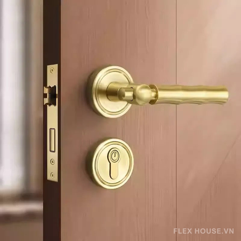 Khóa cửa phân thể tay gạt bằng đồng thân trúc YJ504 (2) Khóa cửa phân thể tay gạt bằng đồng thân trúc YJ504 1