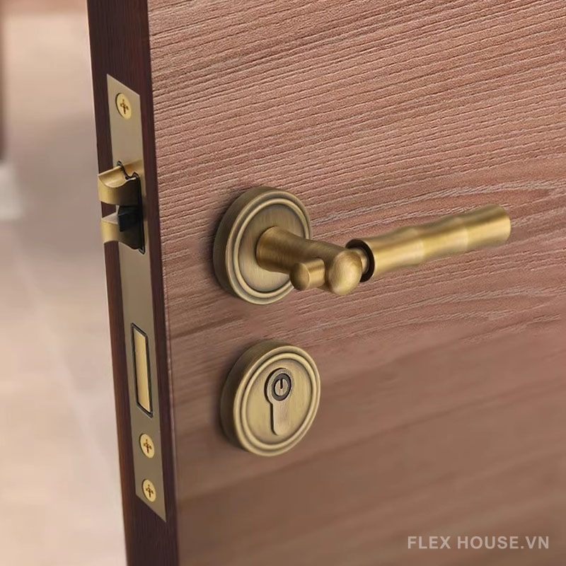 Khóa cửa phân thể tay gạt bằng đồng thân trúc YJ504 3 Khóa cửa phân thể tay gạt bằng đồng thân trúc YJ504 8