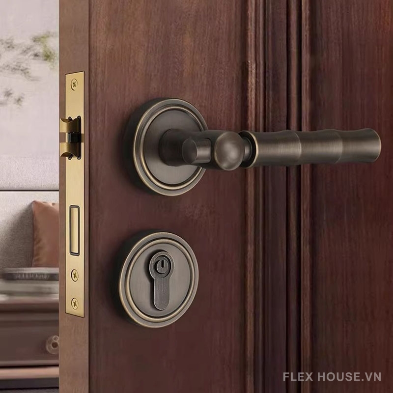 Khóa cửa phân thể tay gạt bằng đồng thân trúc YJ504 5 Khóa cửa phân thể tay gạt bằng đồng thân trúc YJ504 10