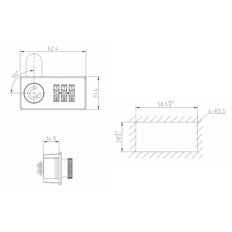 Khóa số cơ cho tủ hồ sơ ngăn kéo DMZ-6038 3 Khóa số cơ cho tủ hồ sơ ngăn kéo DMZ-6038 7