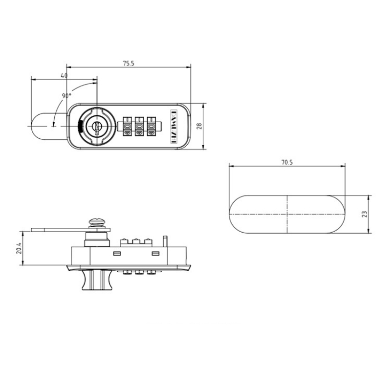 Khóa số cơ xoay 90 độ cho tủ ngăn kéo DMZ-6061.BL.90 3 Khóa số cơ xoay 90 độ cho tủ ngăn kéo DMZ-6061.BL.90 5