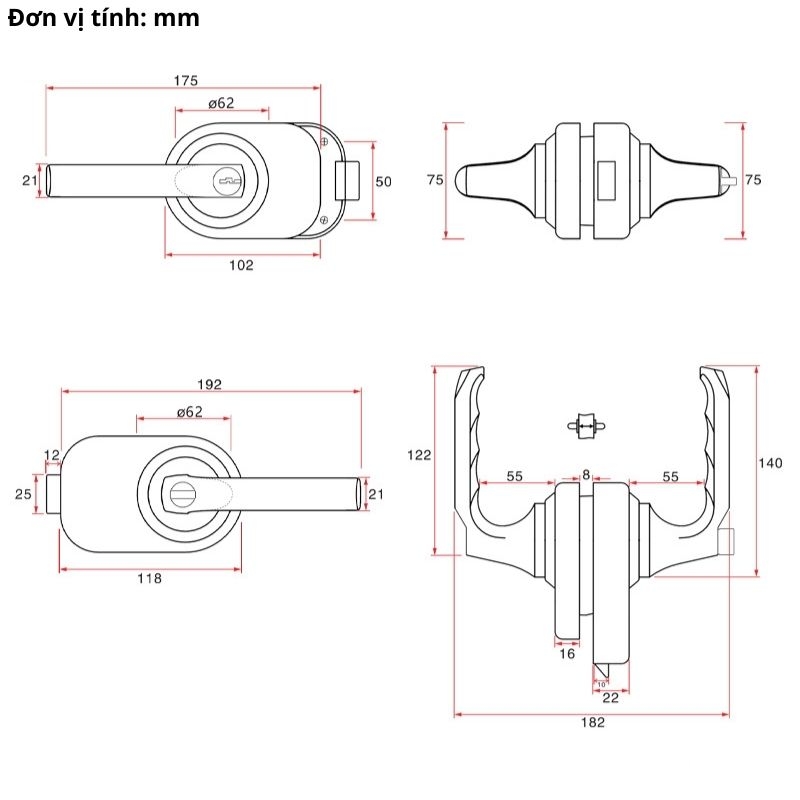 Khóa tay cầm cho cửa kính hợp kim nhôm KD4271 3 Khóa tay cầm cho cửa kính hợp kim nhôm KD4271 10