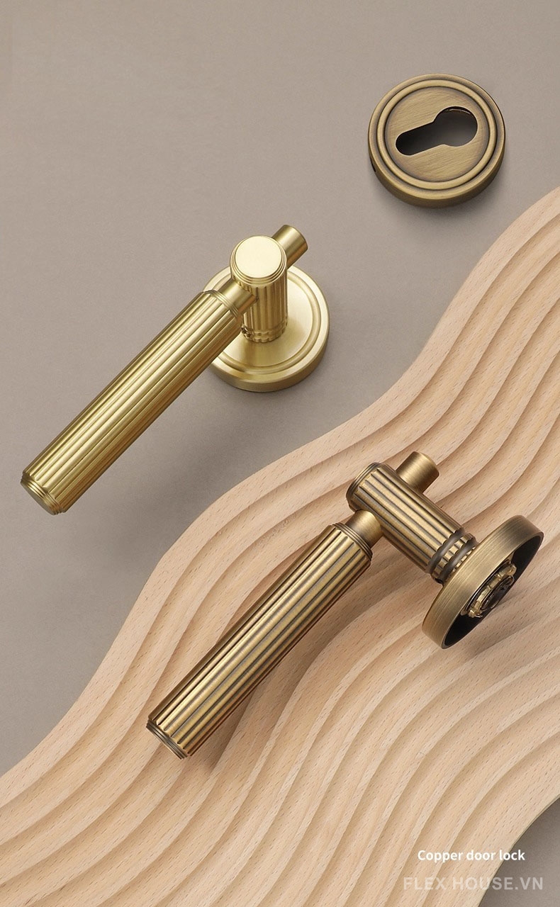 Khóa tay gạt đồng thau vân sọc Retro YJ1171 2 Khóa tay gạt đồng thau vân sọc Retro YJ1171 9