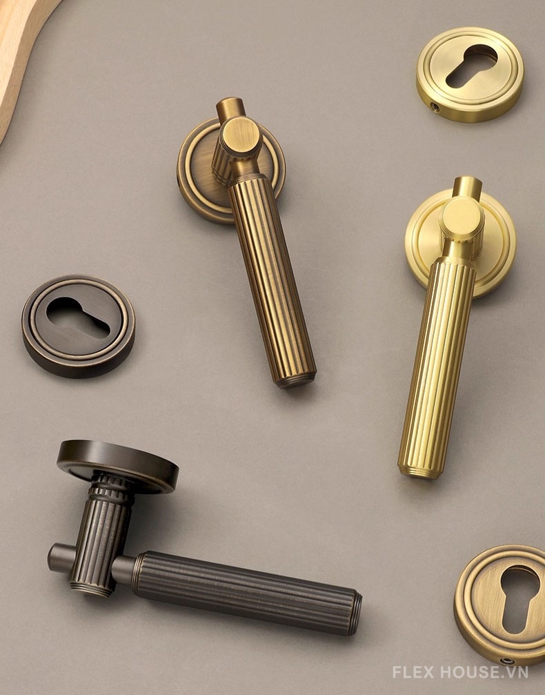 Khóa tay gạt đồng thau vân sọc Retro YJ1171 1 Khóa tay gạt đồng thau vân sọc Retro YJ1171 8