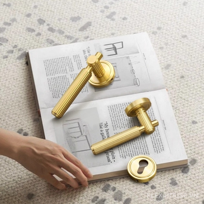 Khóa tay gạt đồng thau vân sọc Retro YJ1171 11 Khóa tay gạt đồng thau vân sọc Retro YJ1171 18