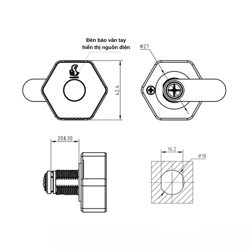 Khóa vân tay thông minh cho tủ nội thất DMZ-1963ZL 10