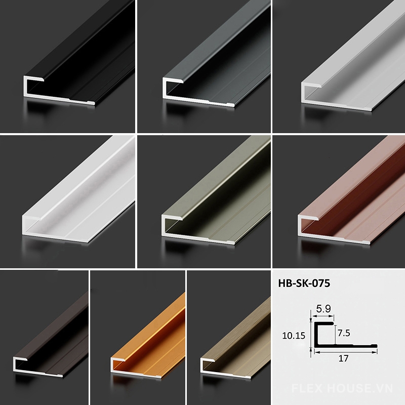 Nẹp kết thúc hợp kim nhôm nhiều màu HB-SK-075 1 Nẹp kết thúc hợp kim nhôm nhiều màu HB-SK-075 5