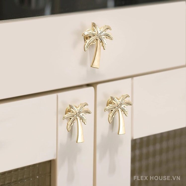 Núm tay nắm cánh tủ hợp kim hình cây dừa VTR7085 6 Núm tay nắm cánh tủ hợp kim hình cây dừa VTR7085 12