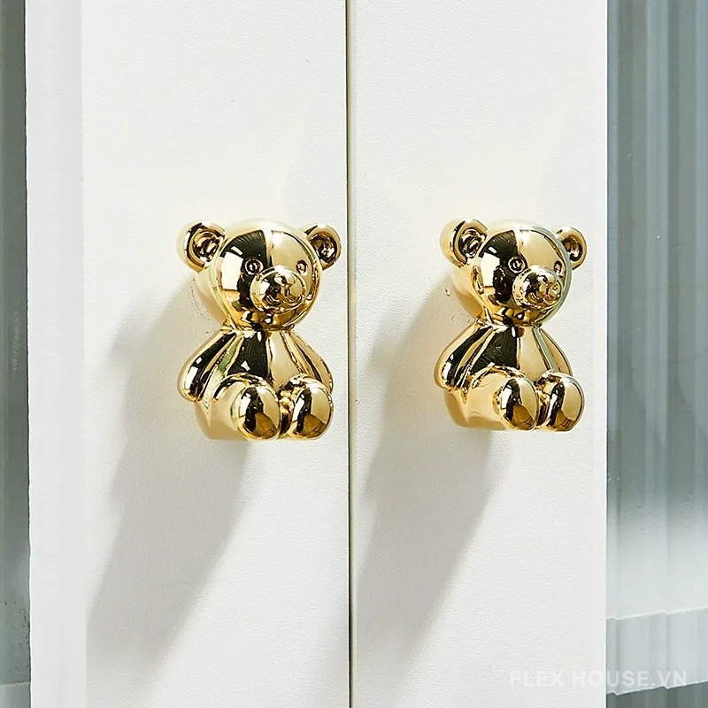 Núm tay nắm tủ đồng Gấu Bạc Little Bear PALO48 (3) Núm tay nắm tủ đồng Gấu Teddy Decor PALO48 1