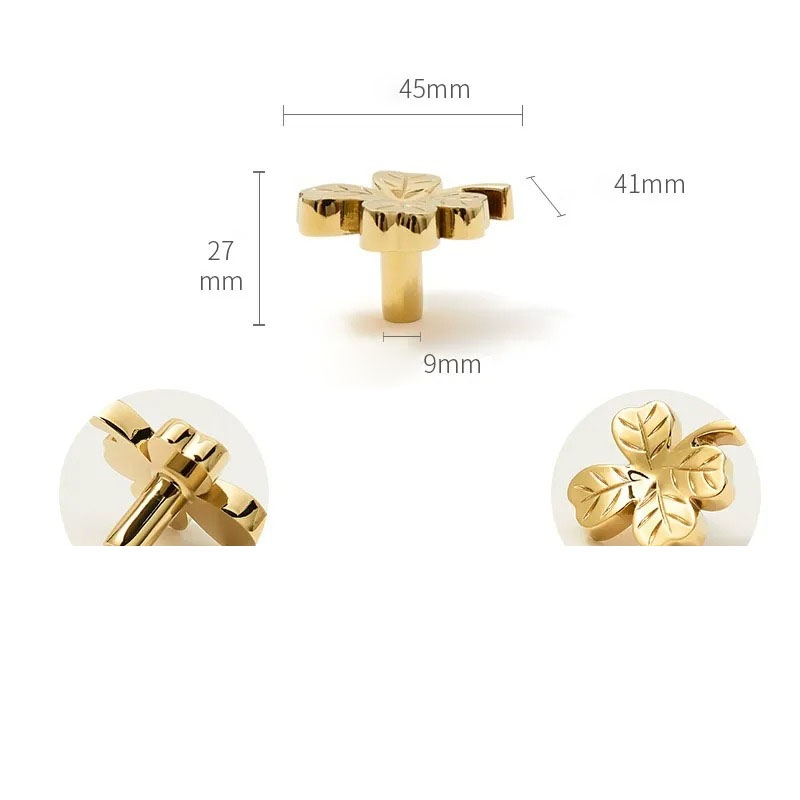 Núm tay nắm tủ đồng hình cỏ bốn lá PALO9407 8 Núm tay nắm tủ đồng hình cỏ bốn lá PALO9407 15