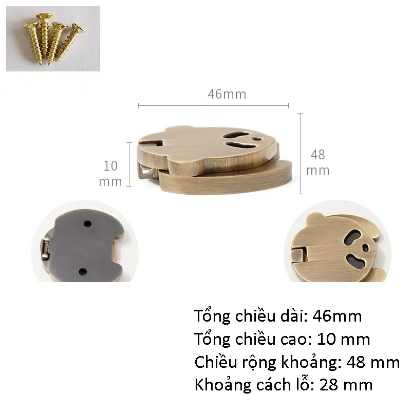 Núm tay nắm tủ đồng phẳng hình gấu trúc PALO615 7 Núm tay nắm tủ đồng phẳng hình gấu trúc PALO615 11