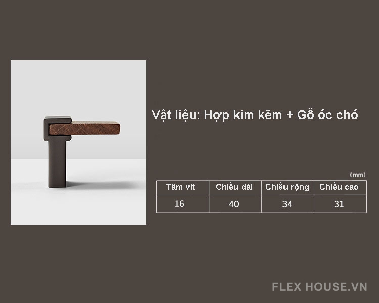 Tay nắm tủ hợp kim phối gỗ óc chó Z592 6 Tay nắm tủ hợp kim phối gỗ óc chó Z592 10