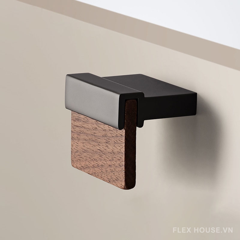 Núm tay nắm tủ hợp kim phối gỗ óc chó Z592 (3) Tay nắm tủ hợp kim phối gỗ óc chó Z592 1