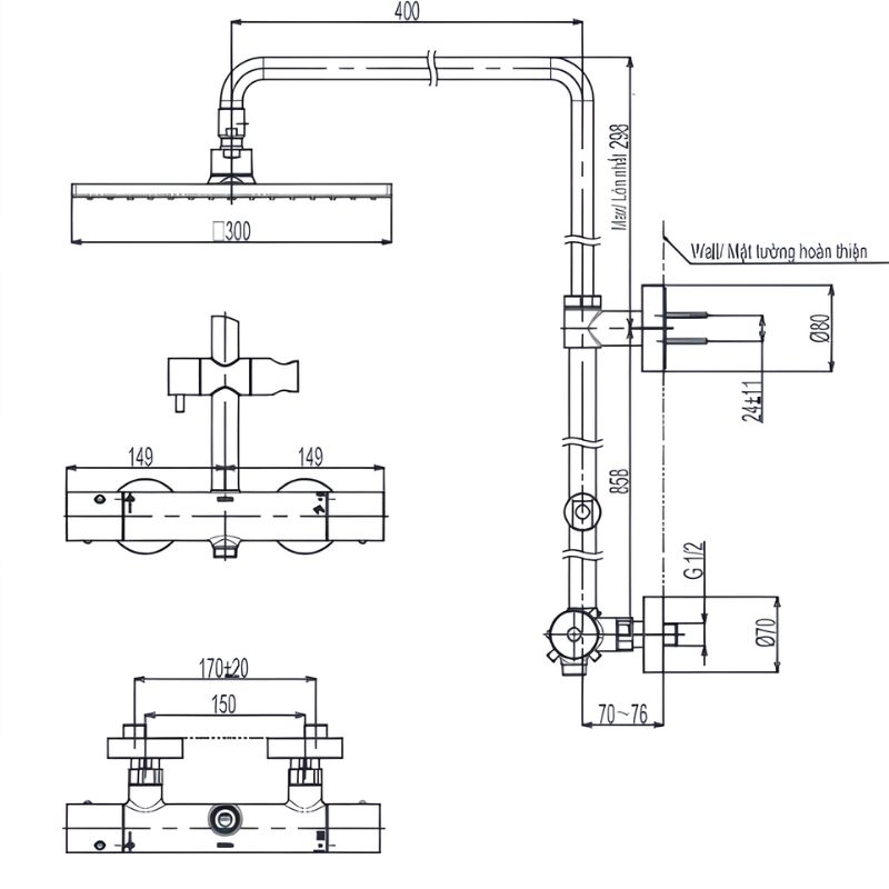 Sen tắm cây nóng lạnh kim loại TOTO TBW08406A 2 Sen tắm cây nóng lạnh kim loại TOTO TBW08406A (1)