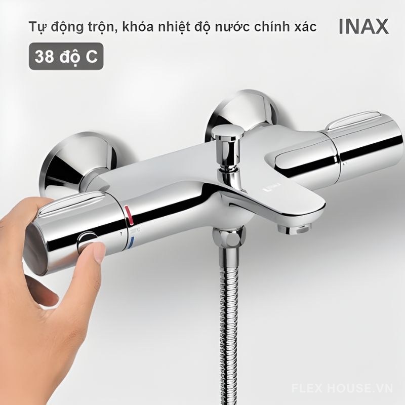 Sen tắm nóng lạnh tay sen tăng áp Inax BFV-3413T-7C 2 Sen tắm nóng lạnh tay sen tăng áp Inax BFV-3413T-7C