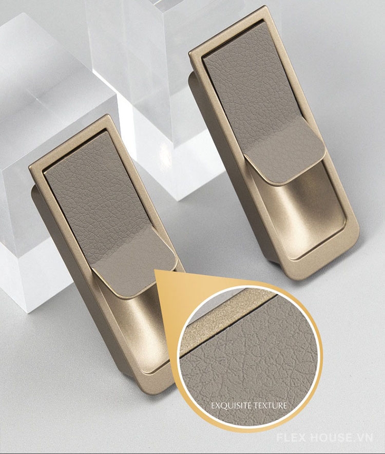 Tay nắm âm tủ quần áo hợp kim phối da HJ666 5 Tay nắm âm tủ quần áo hợp kim phối da HJ666 11