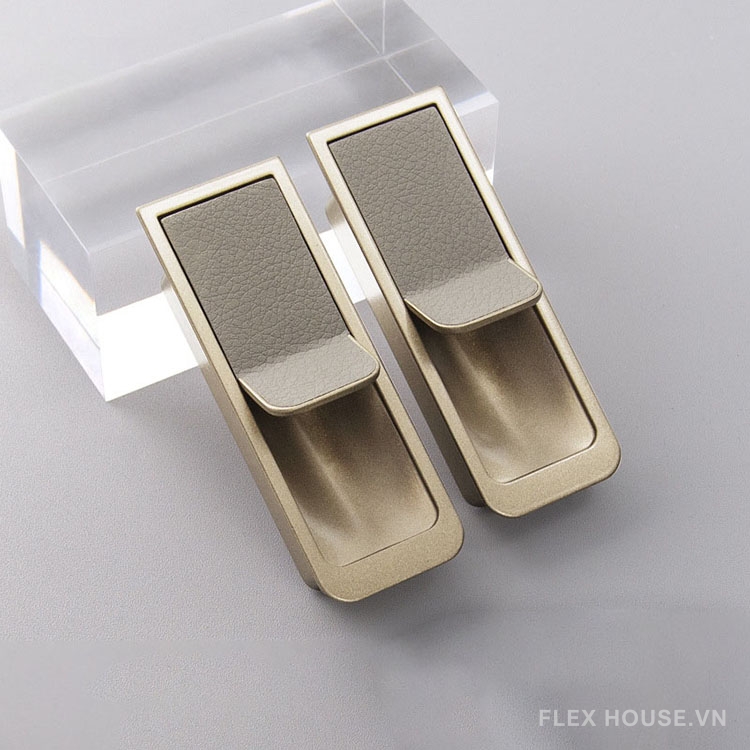 Tay nắm âm tủ quần áo hợp kim phối da HJ666 (5) Tay nắm âm tủ quần áo hợp kim phối da HJ666 1