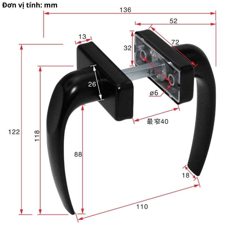 Tay nắm cửa nhôm đen chống gỉ cao cấp KD1115 4 Tay nắm cửa nhôm đen chống gỉ cao cấp KD1115 13