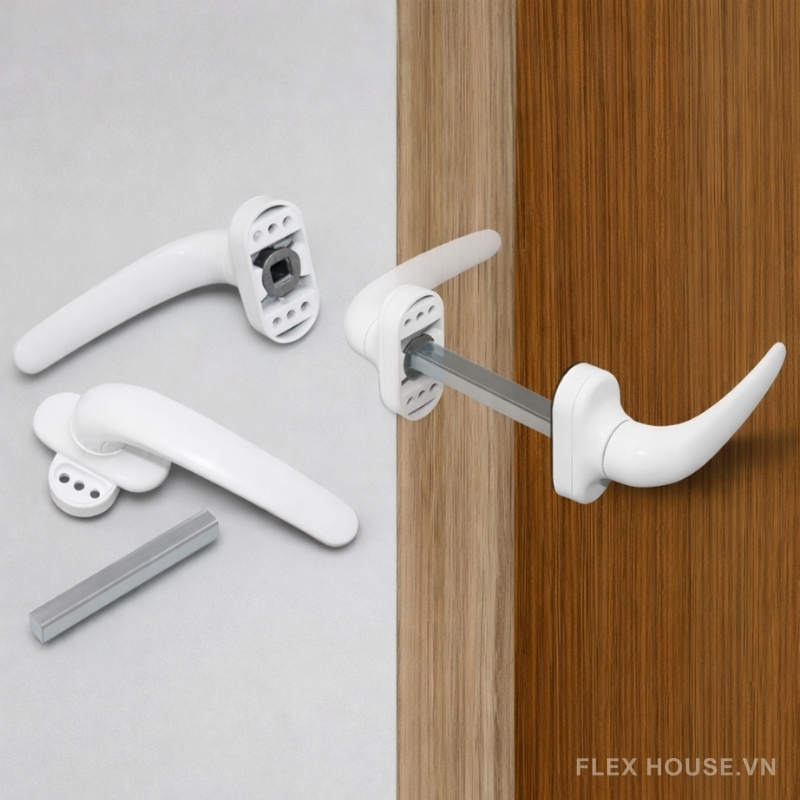 Tay nắm cửa sổ cửa ra vào màu trắng KD4855 Tay nắm cửa sổ cửa ra vào màu trắng KD4855