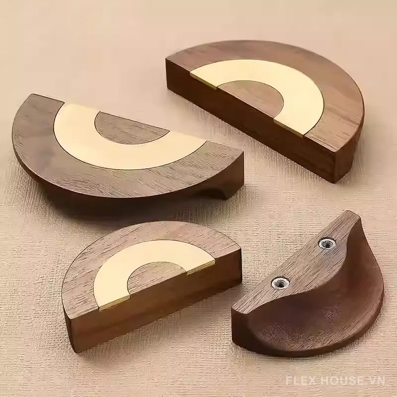 Tay nắm tủ bán nguyệt bằng gỗ óc chó cao cấp YJ5978 5 Tay nắm tủ bán nguyệt bằng gỗ óc chó cao cấp YJ5978 10