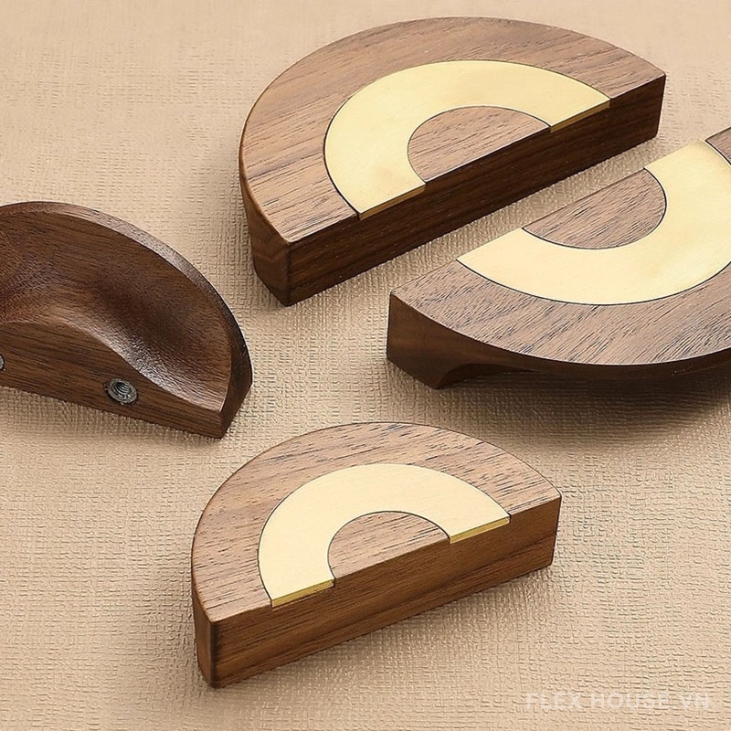 Tay nắm tủ bán nguyệt bằng gỗ óc chó cao cấp YJ5978 6 Tay nắm tủ bán nguyệt bằng gỗ óc chó cao cấp YJ5978 11