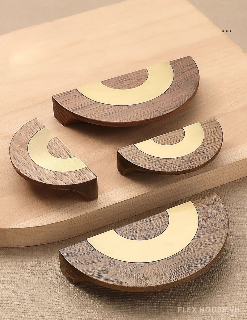 Tay nắm tủ bán nguyệt bằng gỗ óc chó cao cấp YJ5978 4 Tay nắm tủ bán nguyệt bằng gỗ óc chó cao cấp YJ5978 9