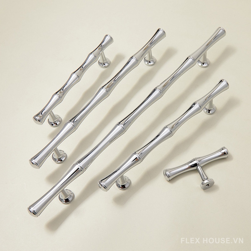 Tay nắm tủ đồng màu bạc kiểu đốt tre PALO6218 5 Tay nắm tủ đồng màu bạc kiểu đốt tre PALO6218 9