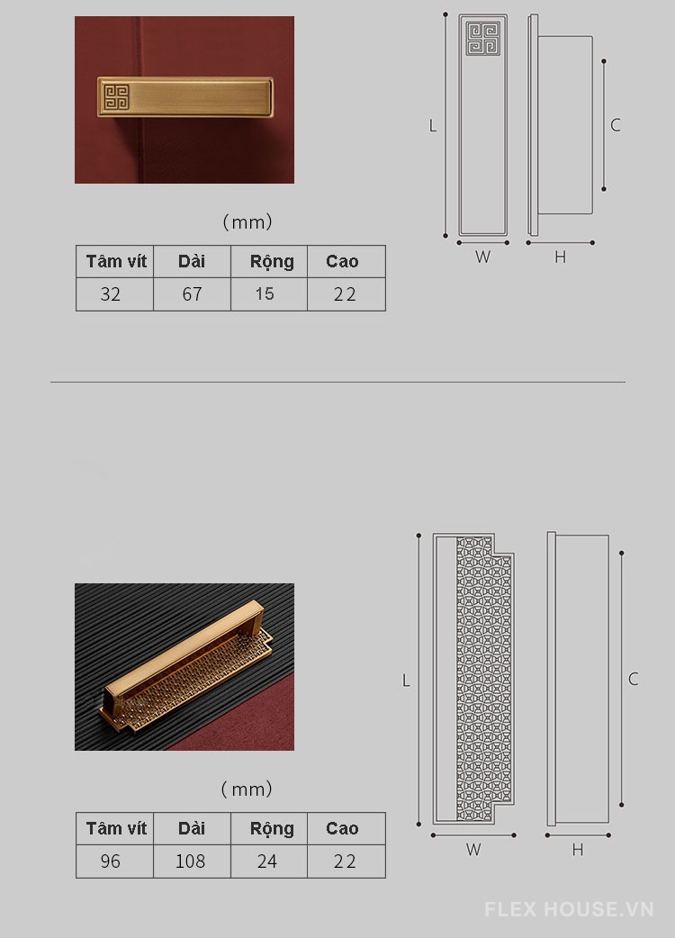 Tay nắm tủ hợp kim Á Đông họa tiết cổ điển HJ078 9 Tay nắm tủ hợp kim Á Đông họa tiết cổ điển HJ078 14