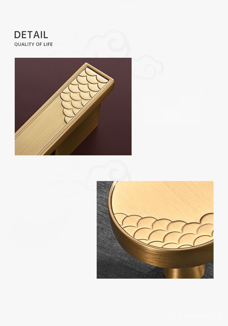 Tay nắm tủ hợp kim Á Đông họa tiết vẩy cá HJ440 10 Tay nắm tủ hợp kim Á Đông họa tiết vẩy cá HJ440 16