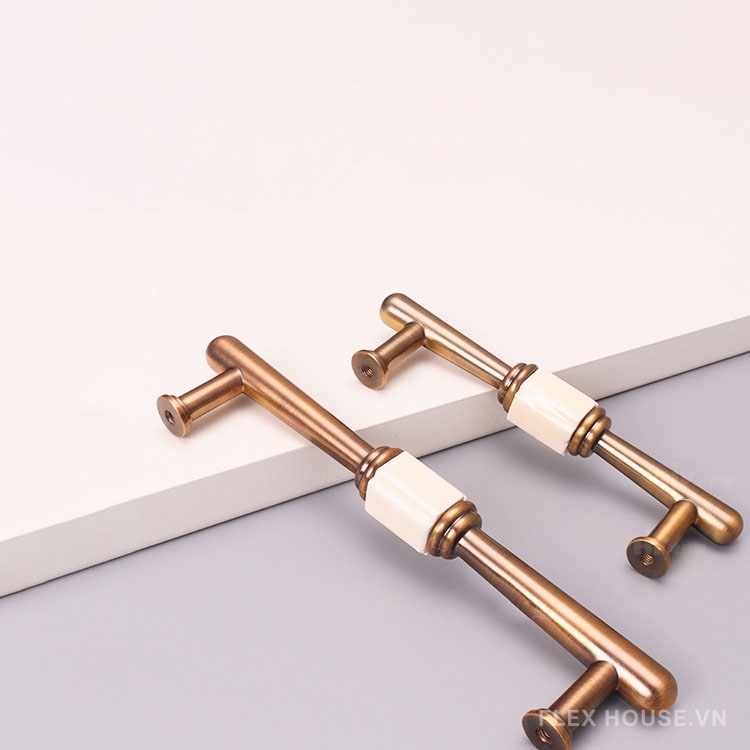 Tay nắm tủ hợp kim phối gốm sứ châu Âu Retro HJ373 9