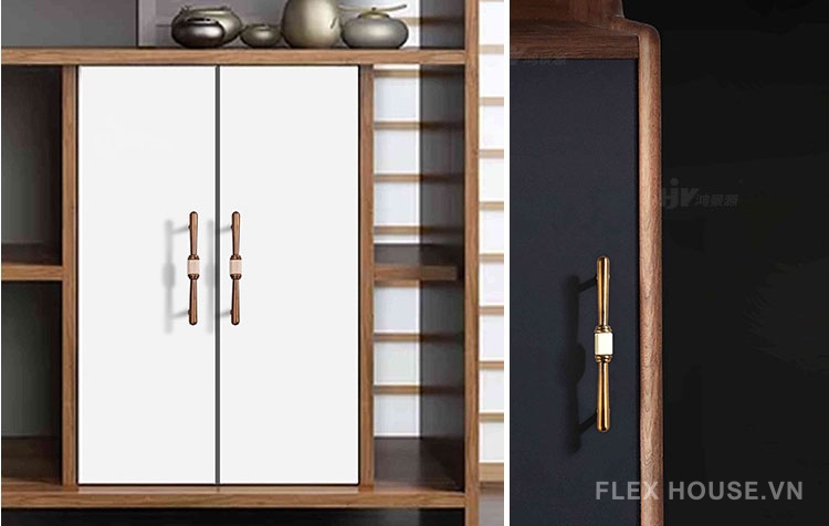 Tay nắm tủ hợp kim phối gốm sứ châu Âu Retro HJ373 11