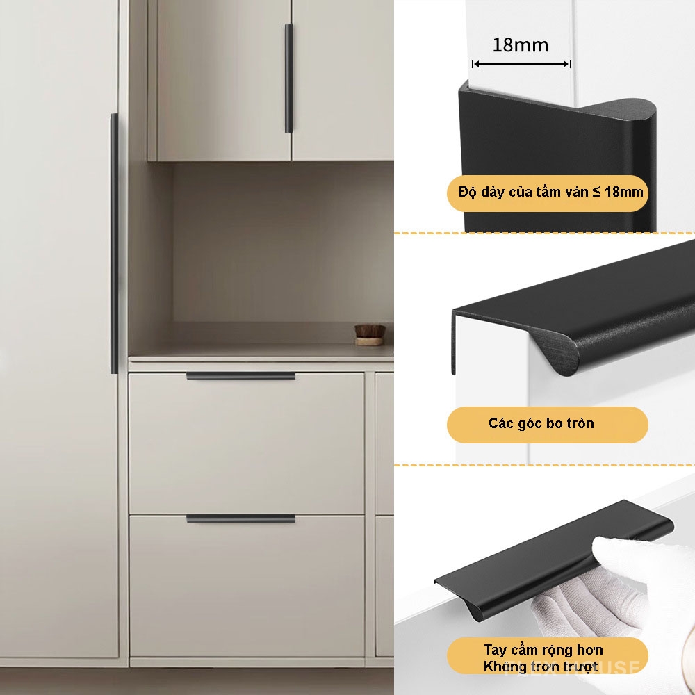 Tay nắm tủ quần áo thanh dài hợp kim nhôm A245BL 5 Tay nắm tủ quần áo thanh dài hợp kim nhôm A245BL 10