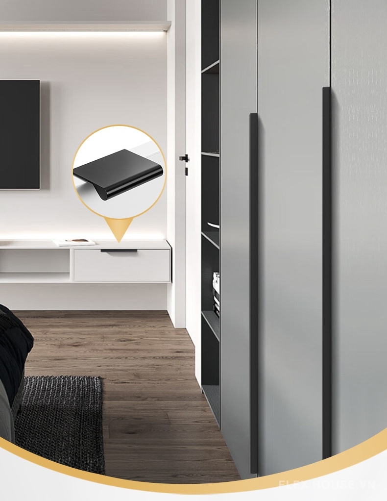 Tay nắm tủ quần áo thanh dài hợp kim nhôm A245BL 6 Tay nắm tủ quần áo thanh dài hợp kim nhôm A245BL 11