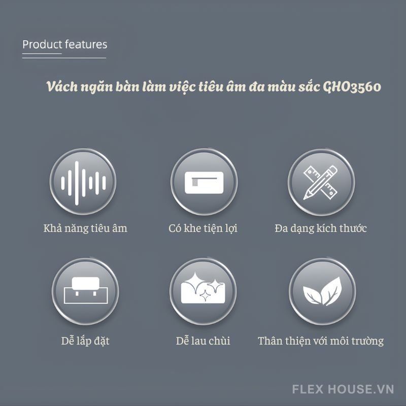 Vách ngăn bàn làm việc tiêu âm đa màu sắc GHO3560