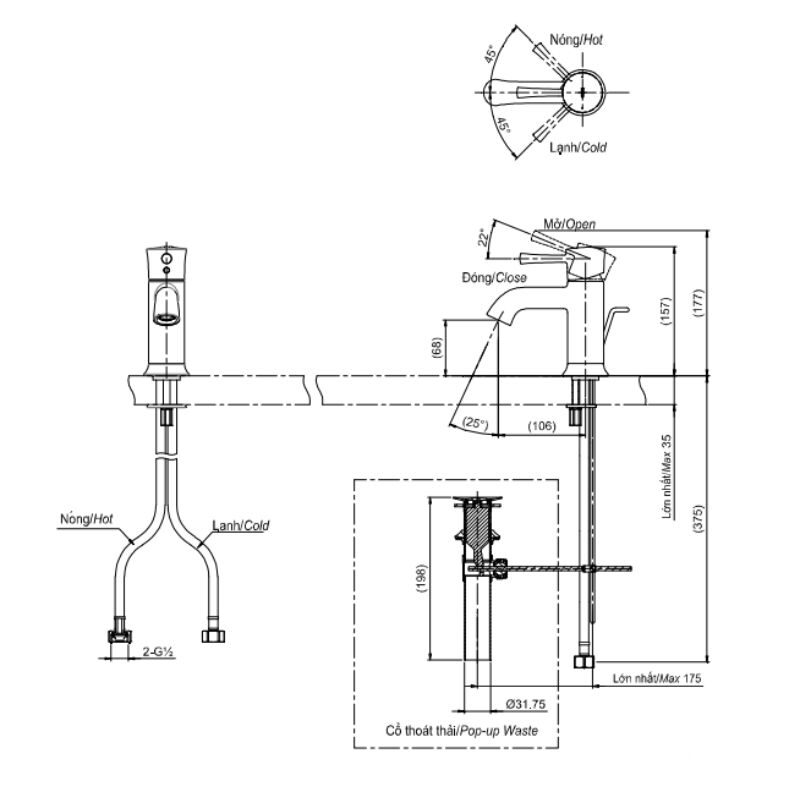 Vòi chậu lavabo gật gù nóng lạnh TOTO TLS02301V 2 Vòi chậu lavabo gật gù nóng lạnh TOTO TLS02301V