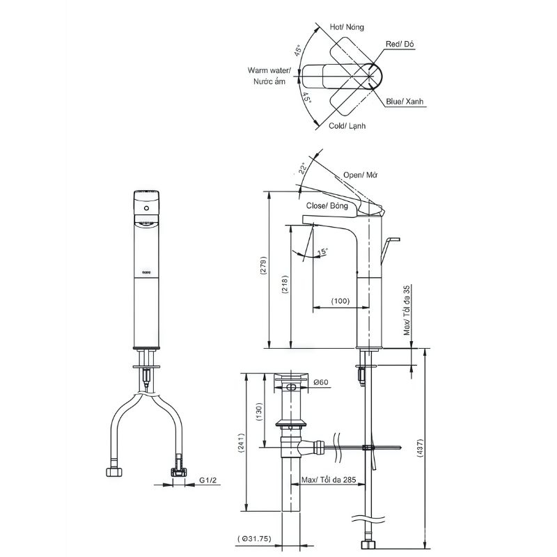 Vòi chậu lavabo gật gù nóng lạnh cổ cao Rei-S TOTO TTLR302FV-1R 2 Vòi chậu lavabo gật gù nóng lạnh cổ cao Rei-S TOTO TTLR302FV-1R