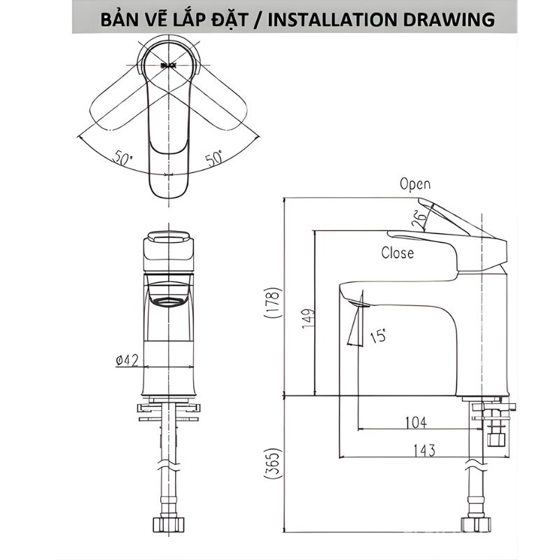 Vòi chậu lavabo nước lạnh Inax LFV-22S 2 Vòi chậu lavabo nước lạnh Inax LFV-22S
