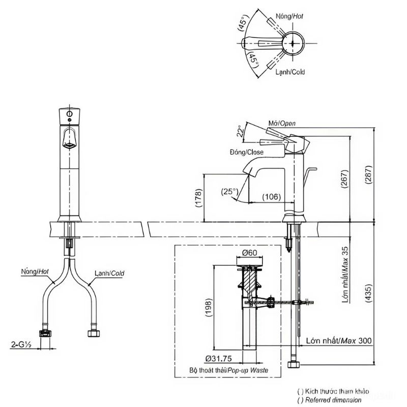 Vòi chậu rửa mặt thân cao chế độ nóng lạnh TOTO TLS02303V 2 Vòi chậu rửa mặt thân cao chế độ nóng lạnh TOTO TLS02303V