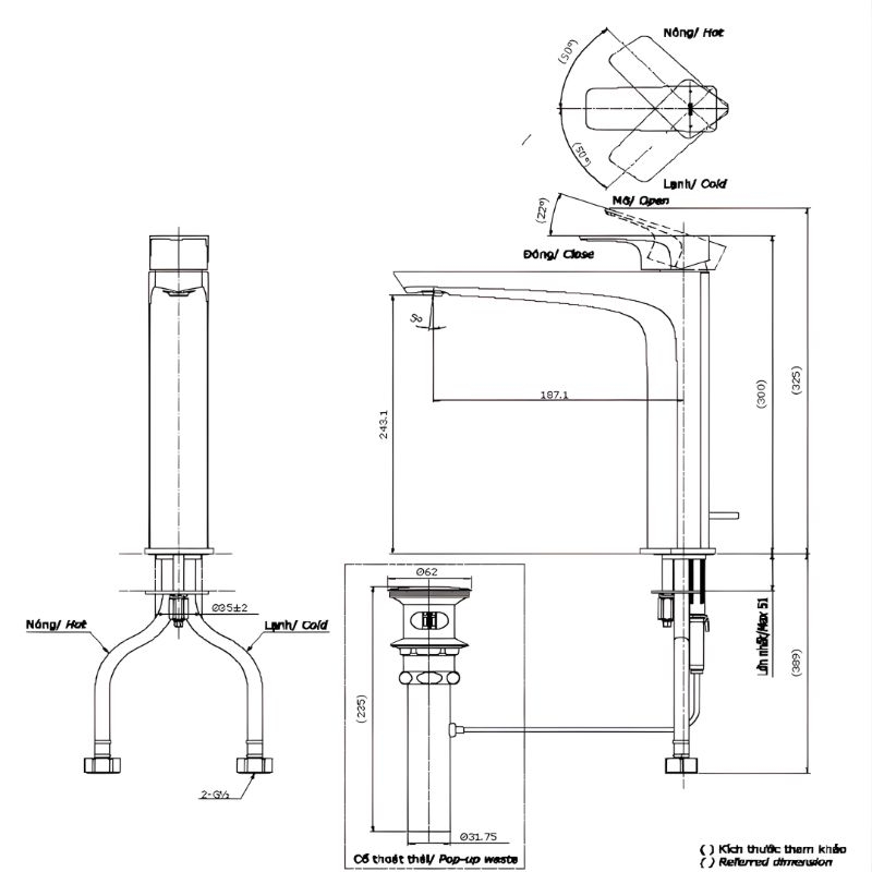 Vòi lavabo đặt bàn dáng cao nóng lạnh TOTO TLG07305V 2 Vòi lavabo đặt bàn dáng cao nóng lạnh TOTO TLG07305V